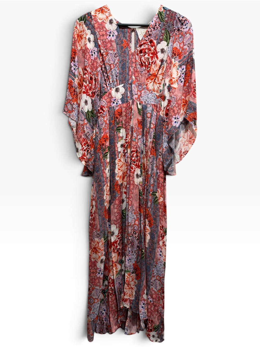 Johnny Was Jade Scarlet Floral Georgette Midi Dress XS